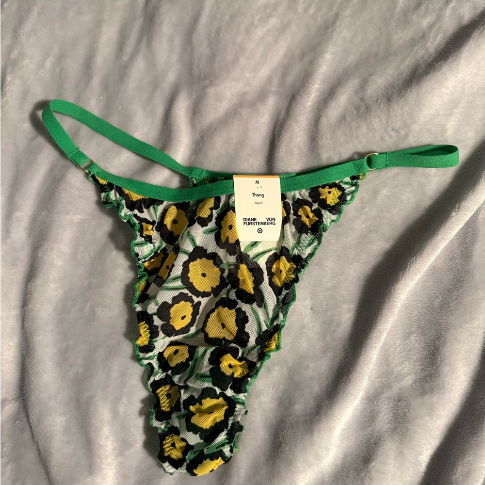 10 Items for $20: Diane Von Furstenberg Green and Yellow Floral Panties